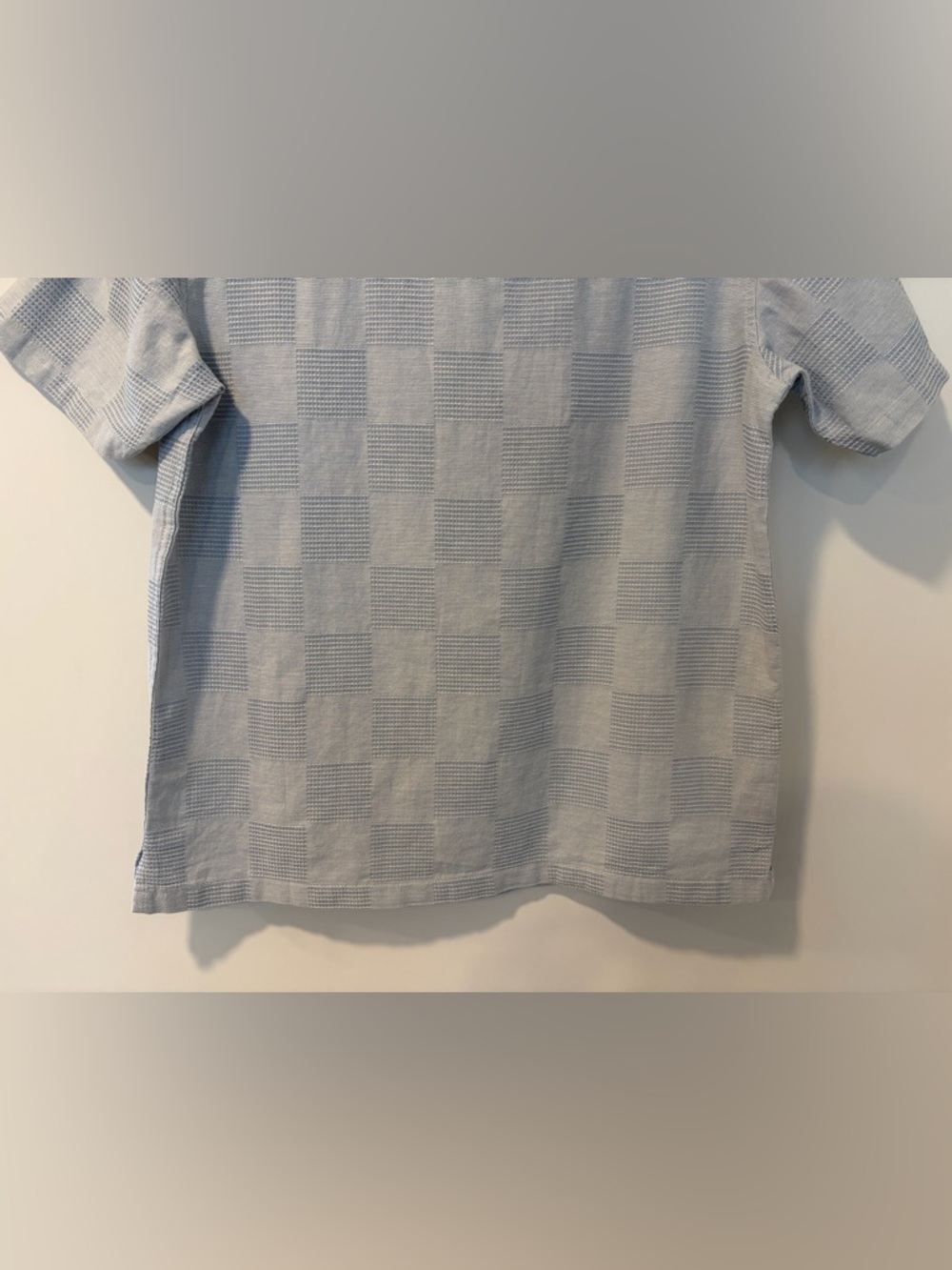 Folk Mens Blue Checkered Short-Sleeve Button-Down Cotton Aloha Shirt NWT! - Picture 6 of 12